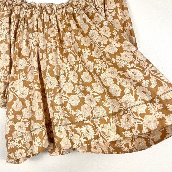 THE GREAT. Garland Floral Off-Shoulder Blouse Beige/Tan Size 2 Medium - Picture 5 of 9
